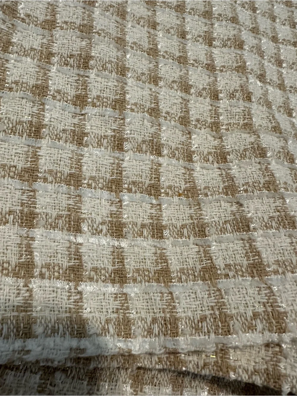 by & by Cream and Tan Tweed Plaid Skort-Style Shorts